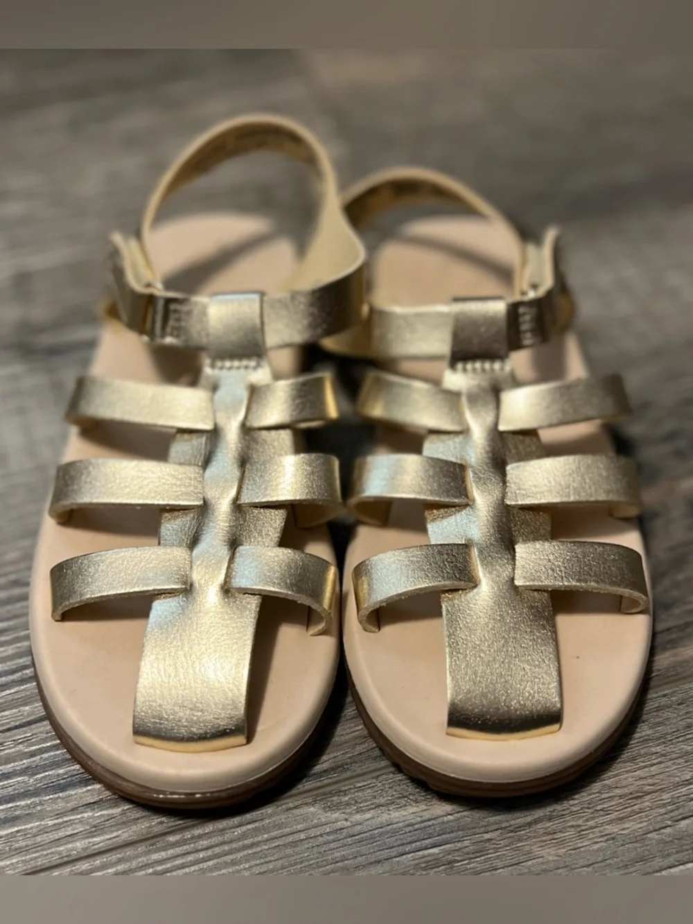 wonder nation Gold Strappy Kids Sandals